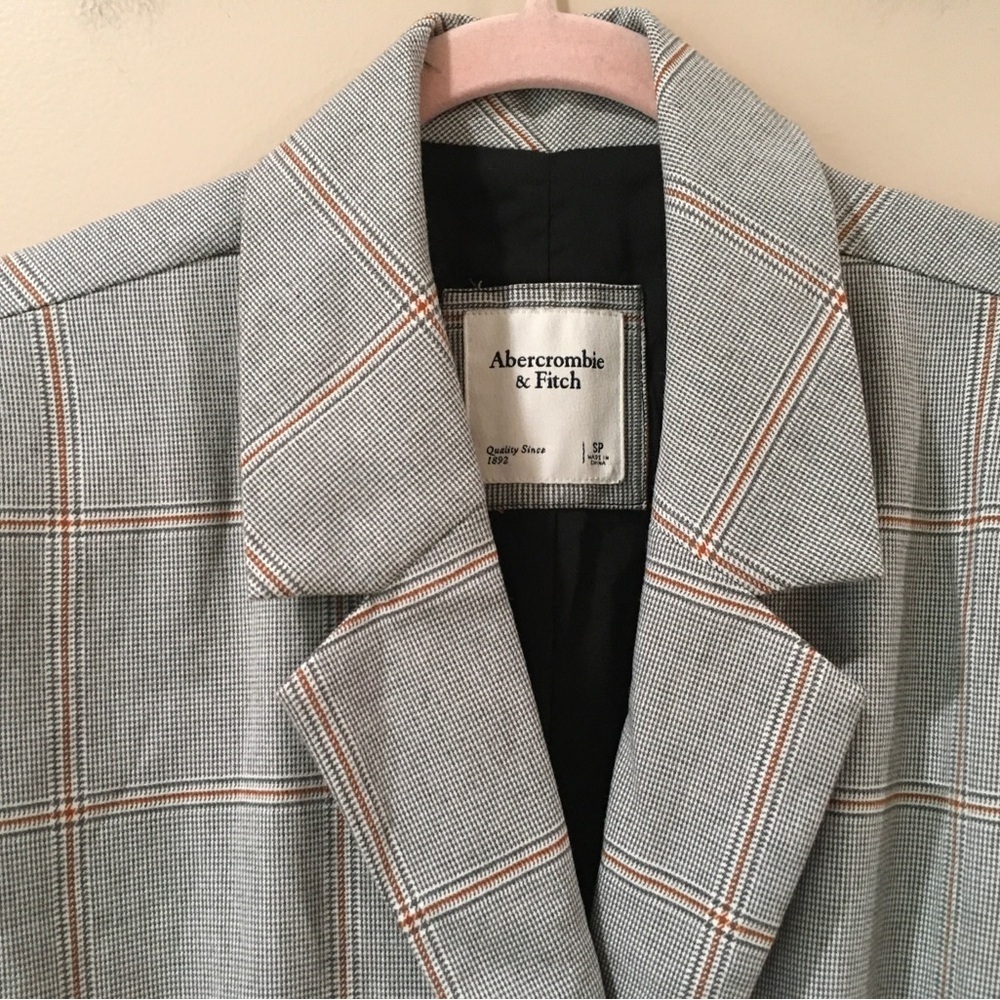Abercrombie&fitch Women’s SP Blazer Dress Plaid Gray Preppy Classic Old Money - Picture 8 of 11